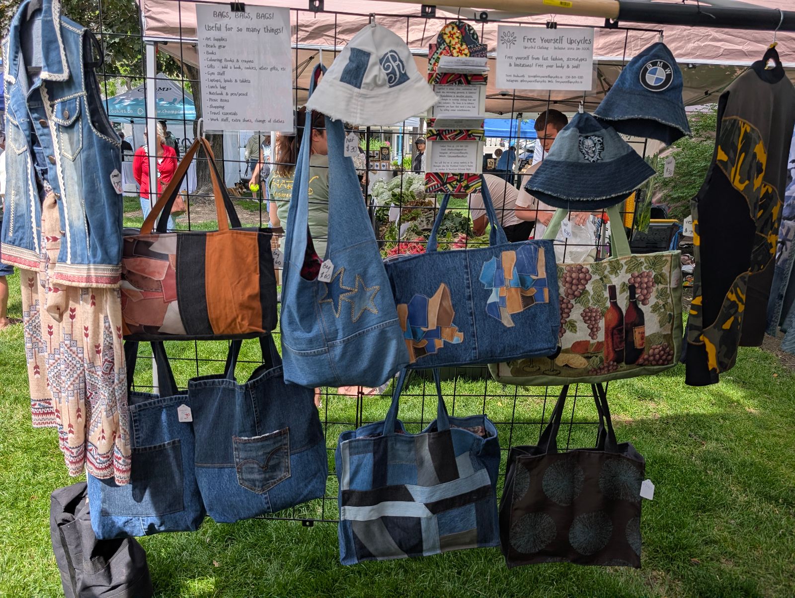 Bags from found textiles & scraps of fabrics by Free Yourself Upcycles