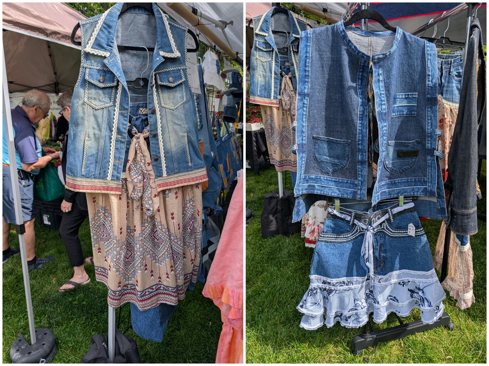 Upcycled kimono made from vintage Japanese Noren panels